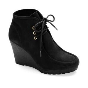 Michael Kors Womens Rory Black Suede Wedge Booties 8M